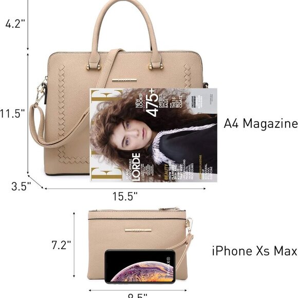 Laptop Bag for Women 14 Inch Computer Shoulder Bag Large Capacity Messenger Bag - Picture 5 of 6